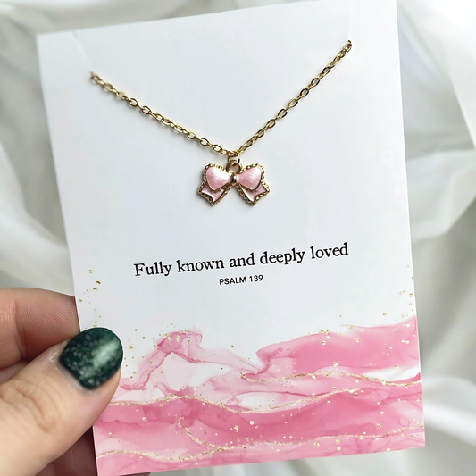 Fully Known Bow Charm Necklace | Christian Jewelry