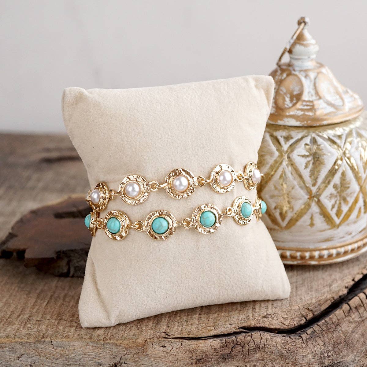 Pearl Turquoise Gold Drop Earrings – Petite Glow