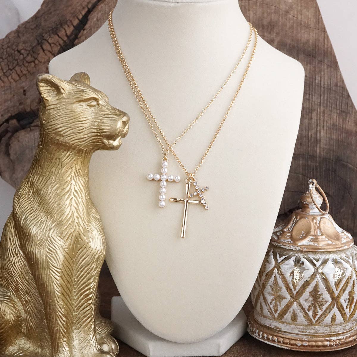 Multi Cross Pendant Necklace 7655GD