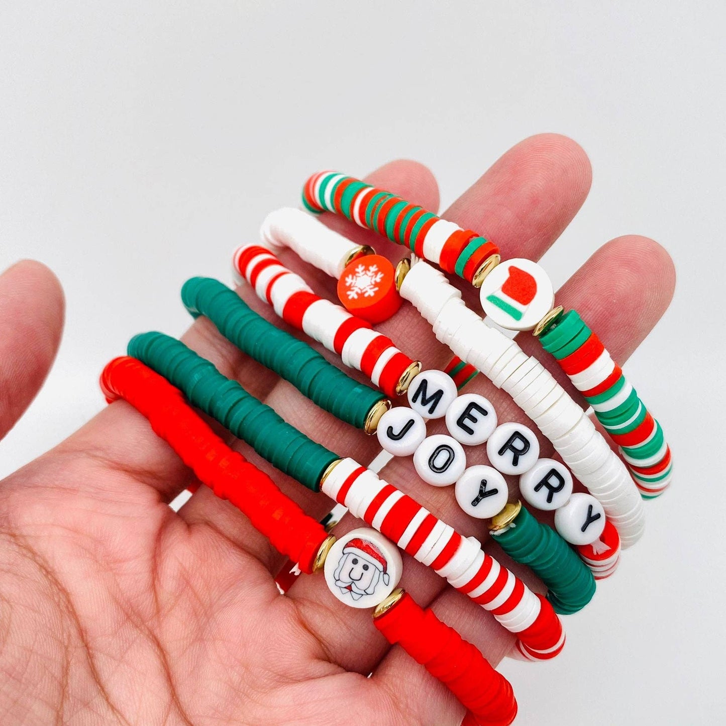 Christmas Gifts Polymer Clay Beaded Bracelet 6pcs/set