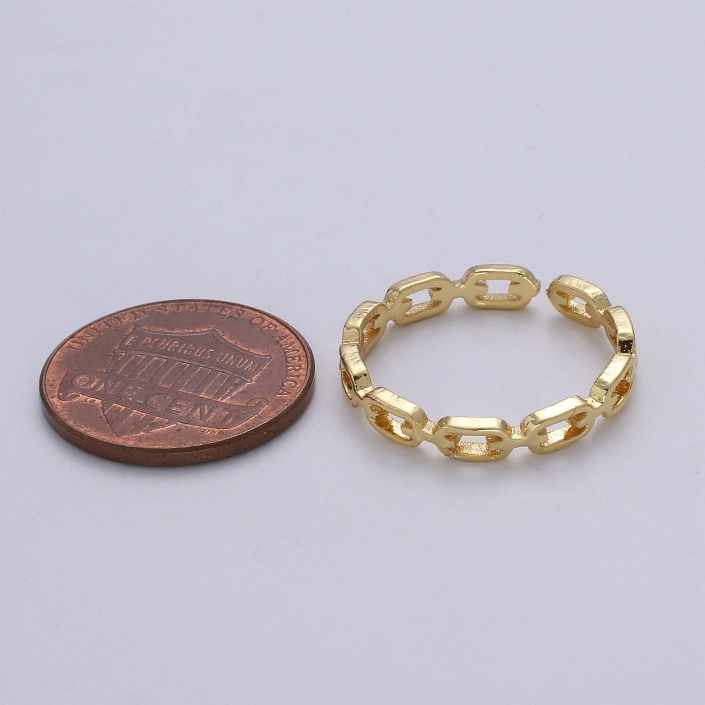 1pc Frienship Link Chain Gold Ring, Adjustable Gold Curb Rin