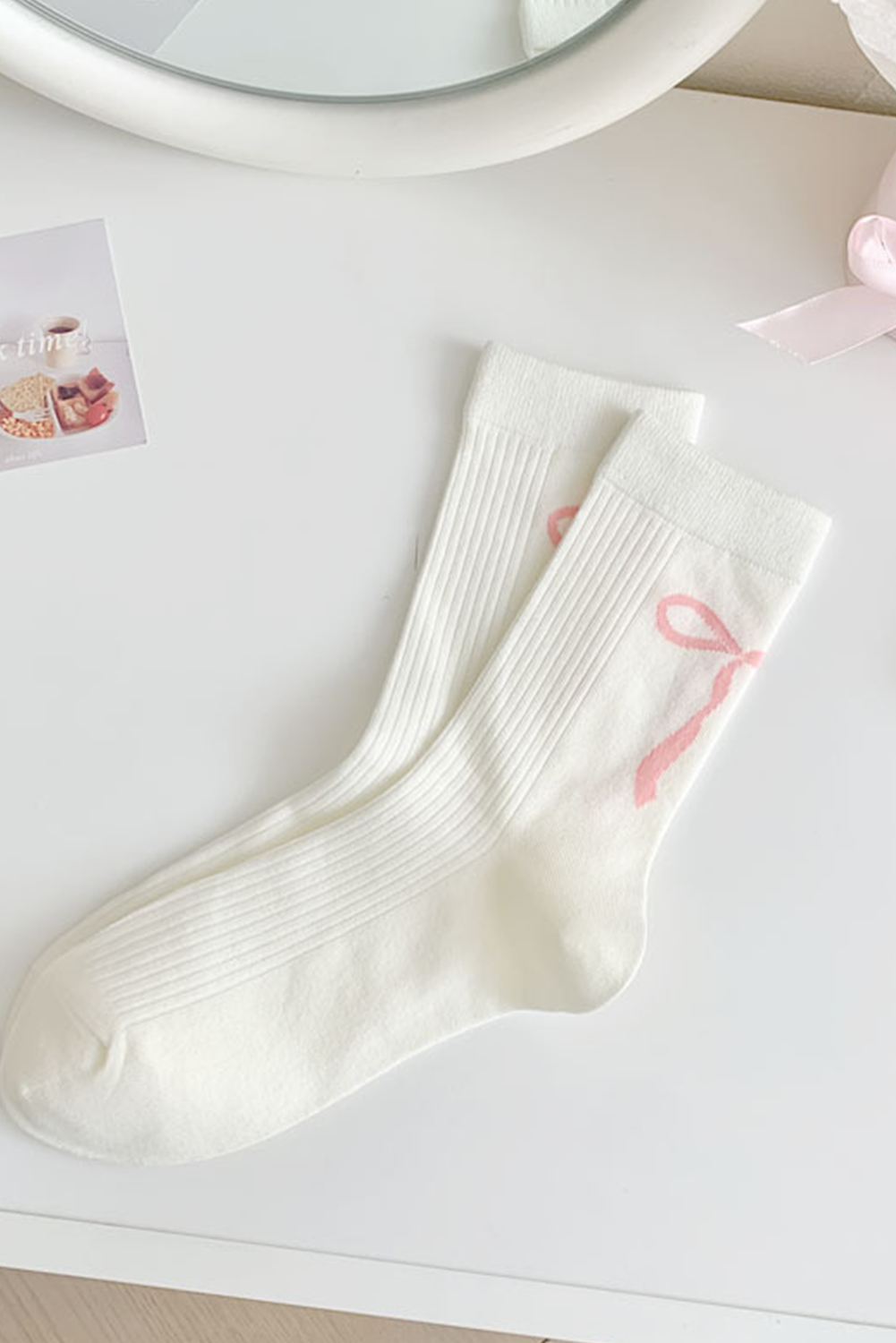 Velentine's Gift Ribbon Bow Printed Socks