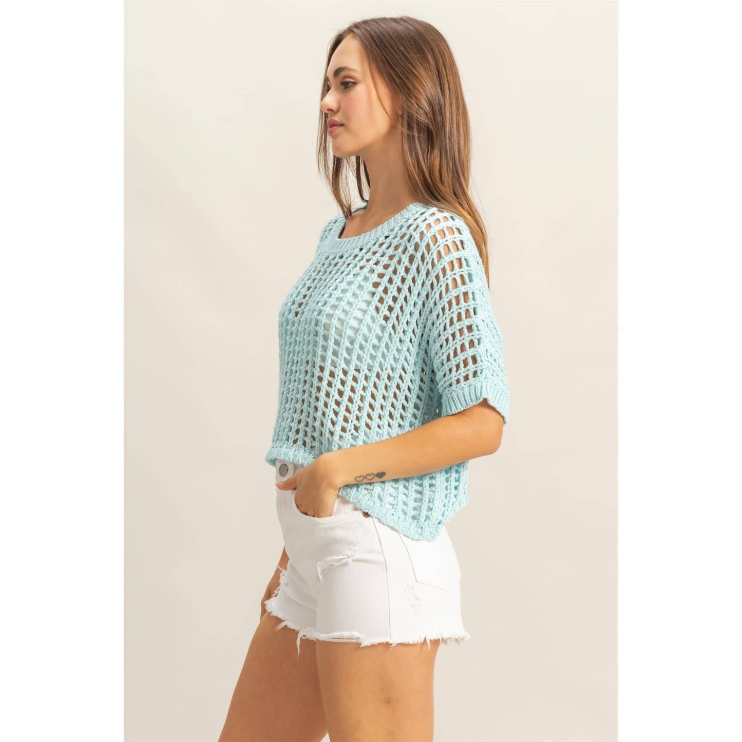 The "Riley" Open Stitch Drop Shoulder Top