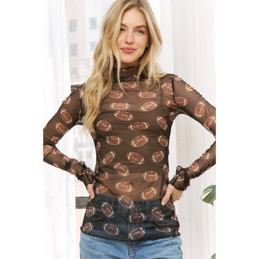 Football Print Mesh Top
