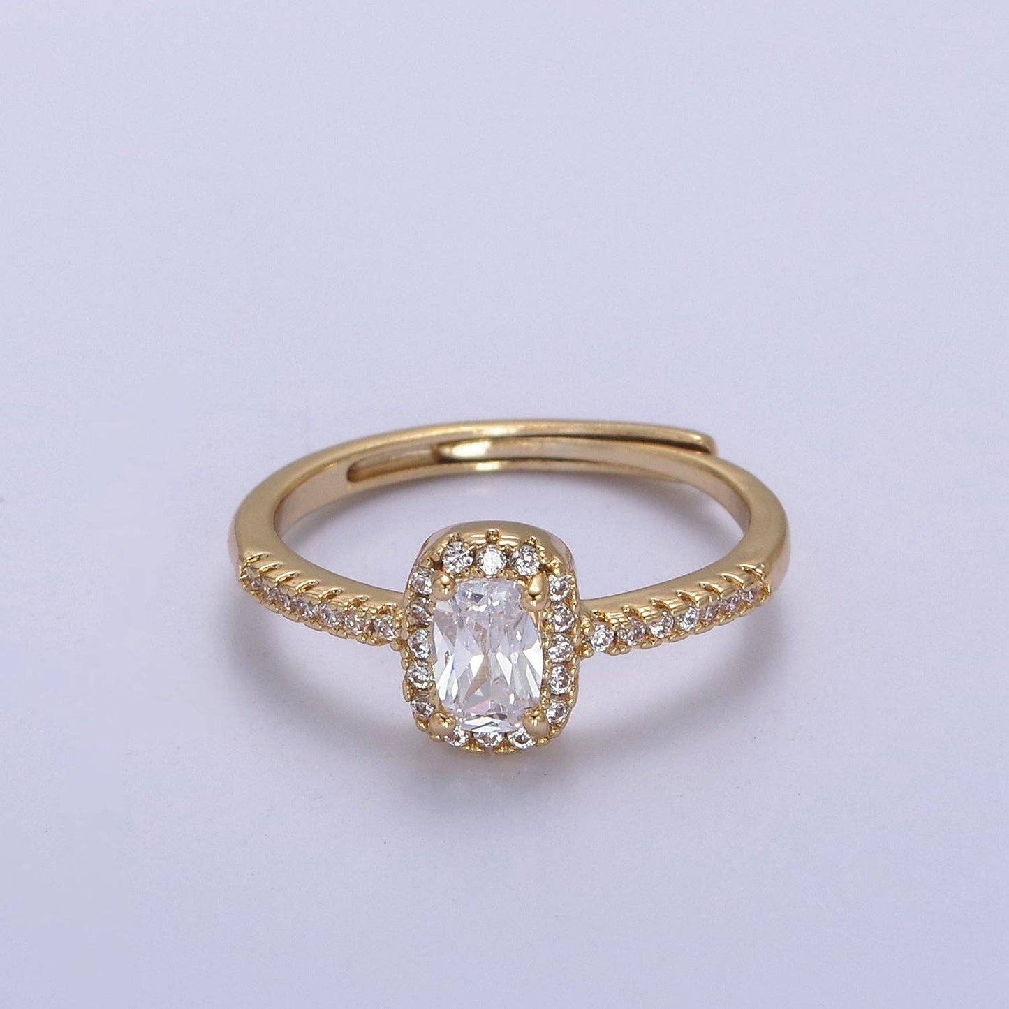 Dainty CZ Rectangle Ring Gold Ring Zircon Jewelry Rectangle Promise Ring Adjustable Ring Minimalist Jewelry U-499