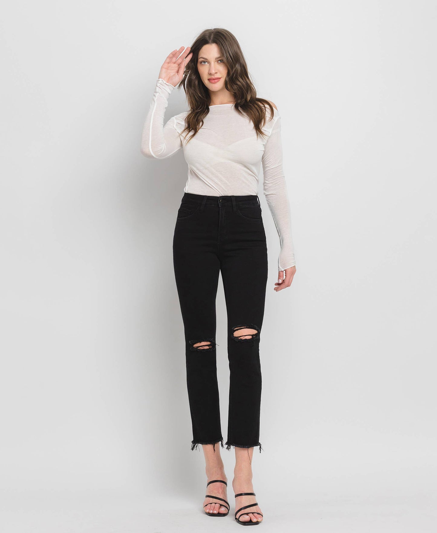 HIGH RISE CROP SLIM STRAIGHT JEANS