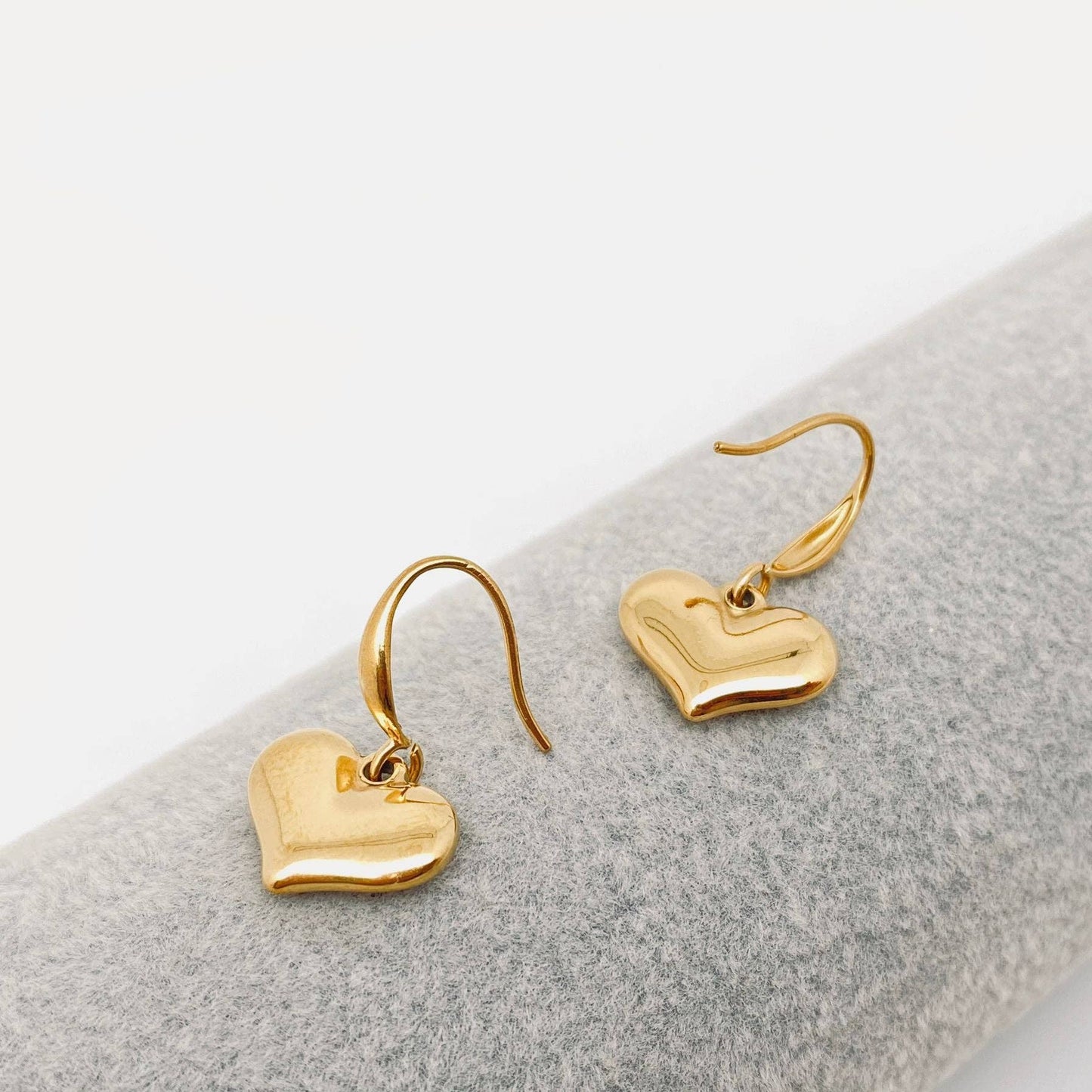 Heart Charm 18K Gold Plated Stainless Steel Earrings - FGS