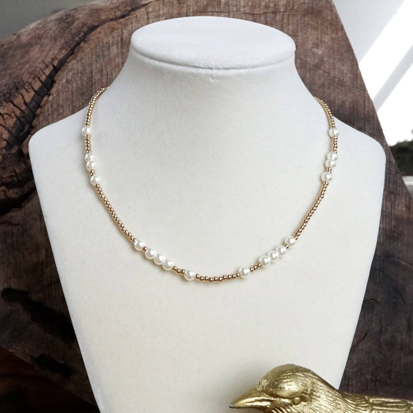Dainty Pearls and Gold Beads Necklace 1026