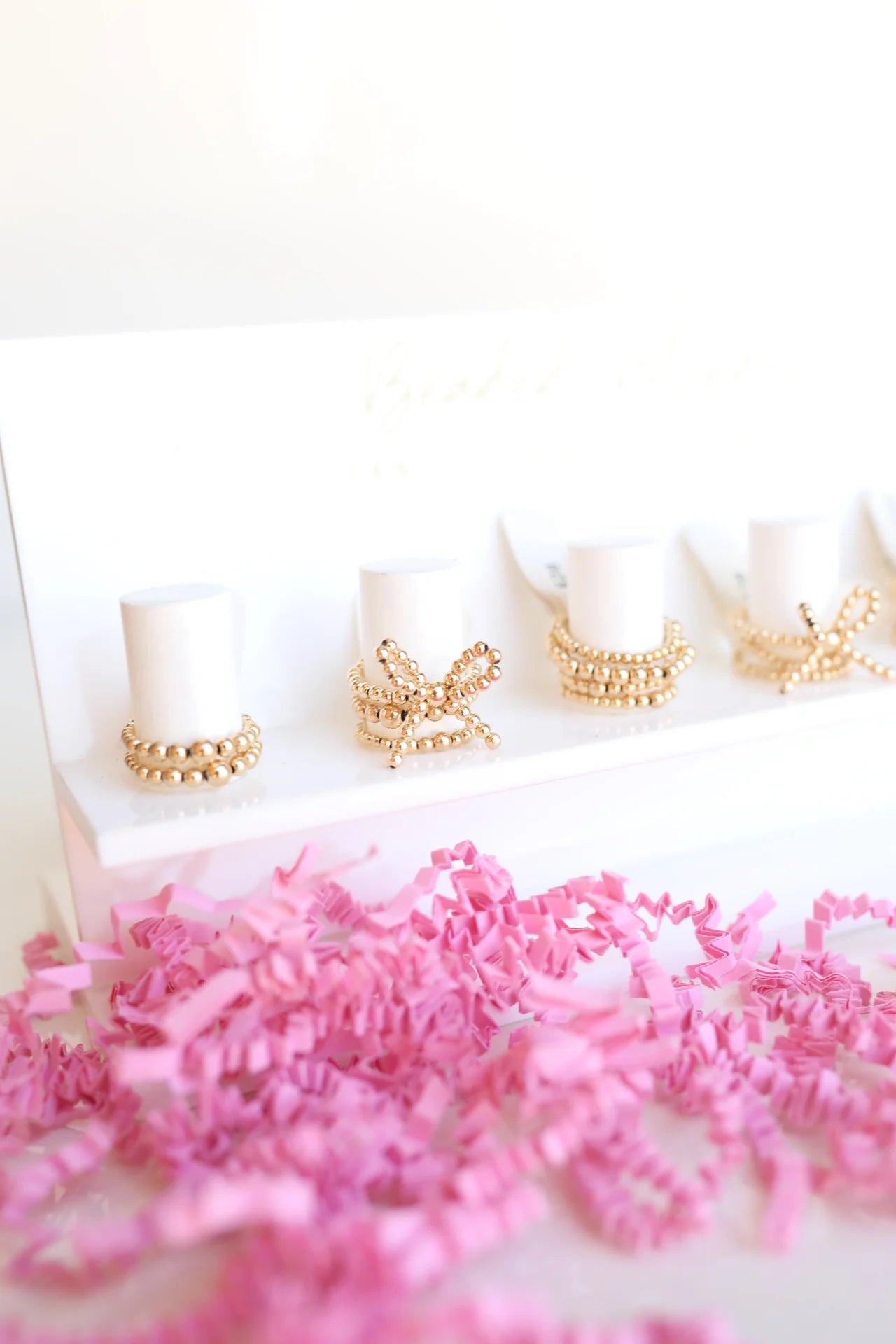 Beaded Blondes Gold Bow Rings