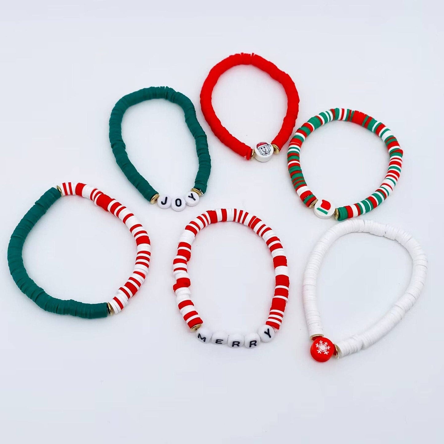 Christmas Gifts Polymer Clay Beaded Bracelet 6pcs/set