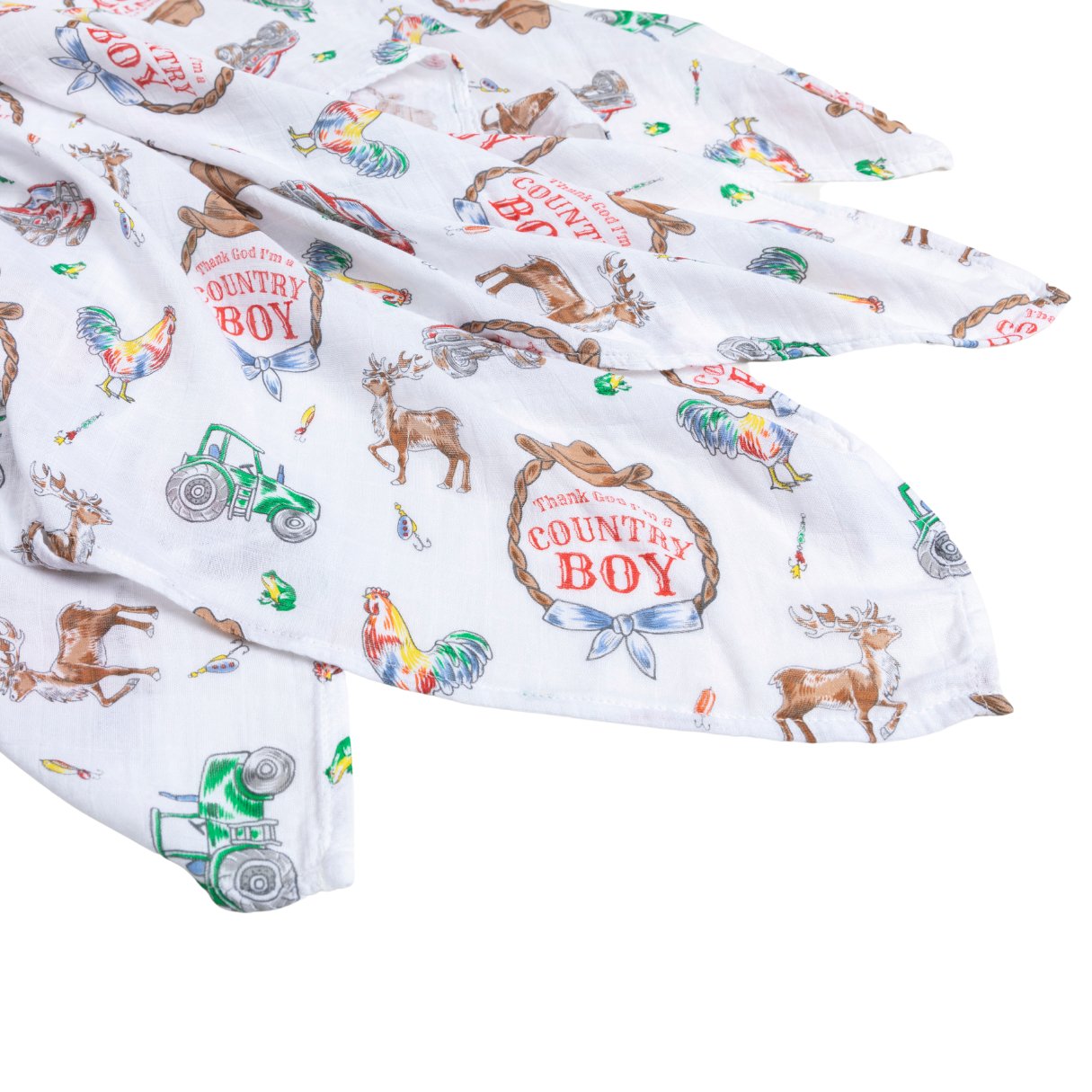 Country Boy Muslin Swaddle Receiving Blanket