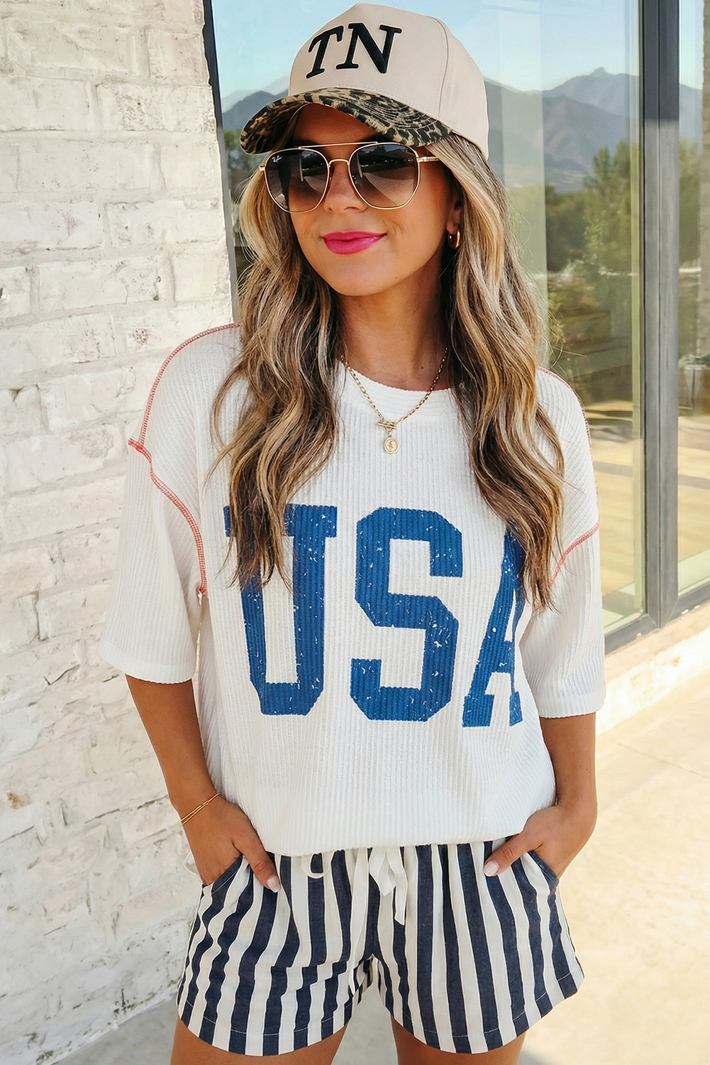 USA Graphic Ribbed Top