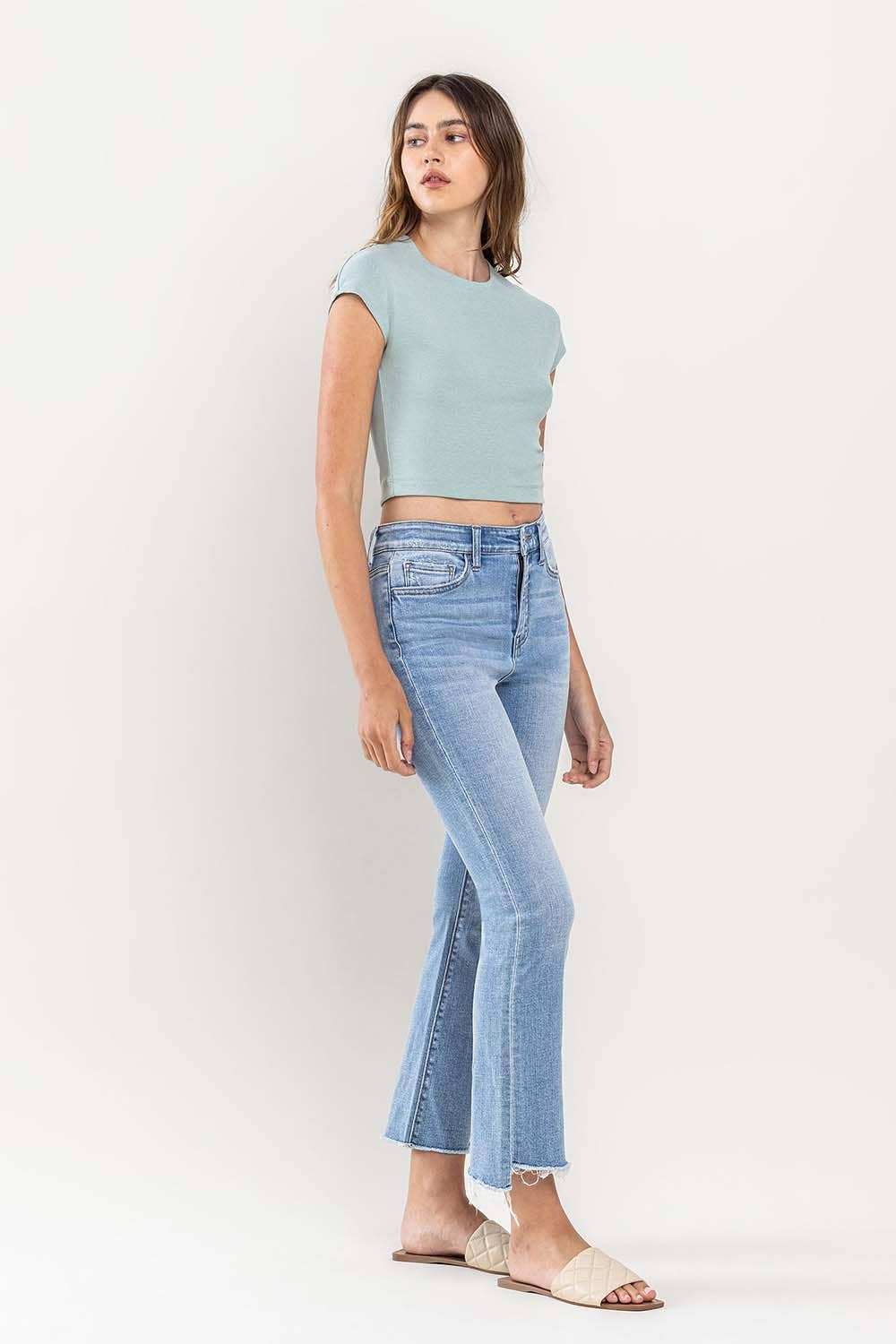 HIGH RISE CROP FLARE JEANS T5988