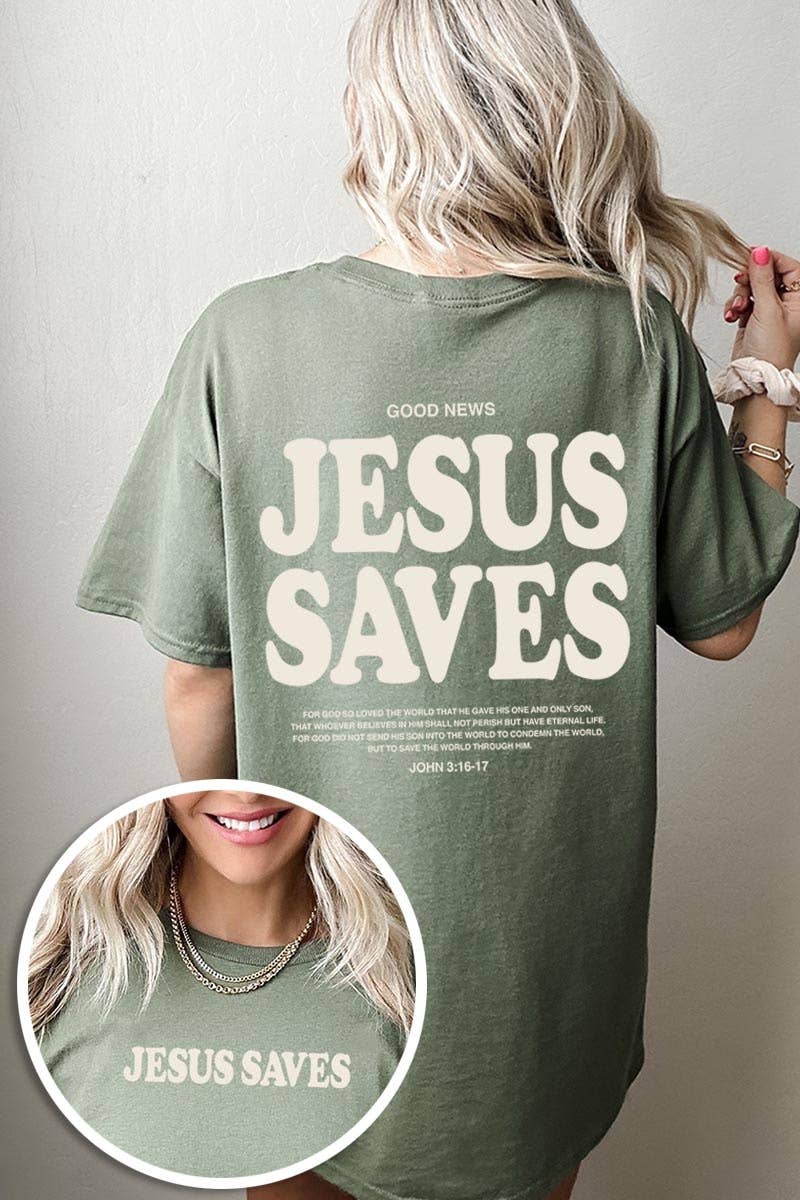 Jesus Saves Graphic Heavy Cotton Tee