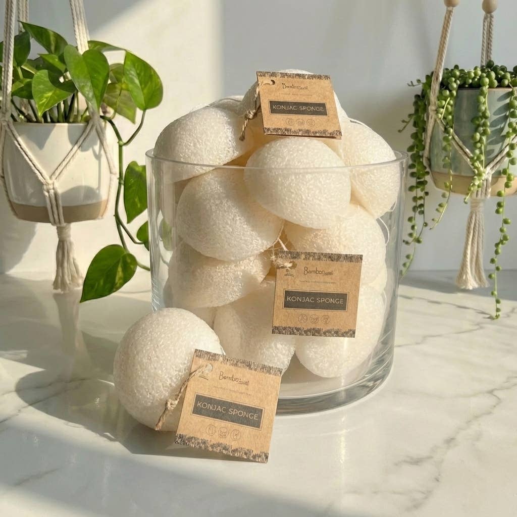 Natural Konjac Facial Cleansing Sponge | White