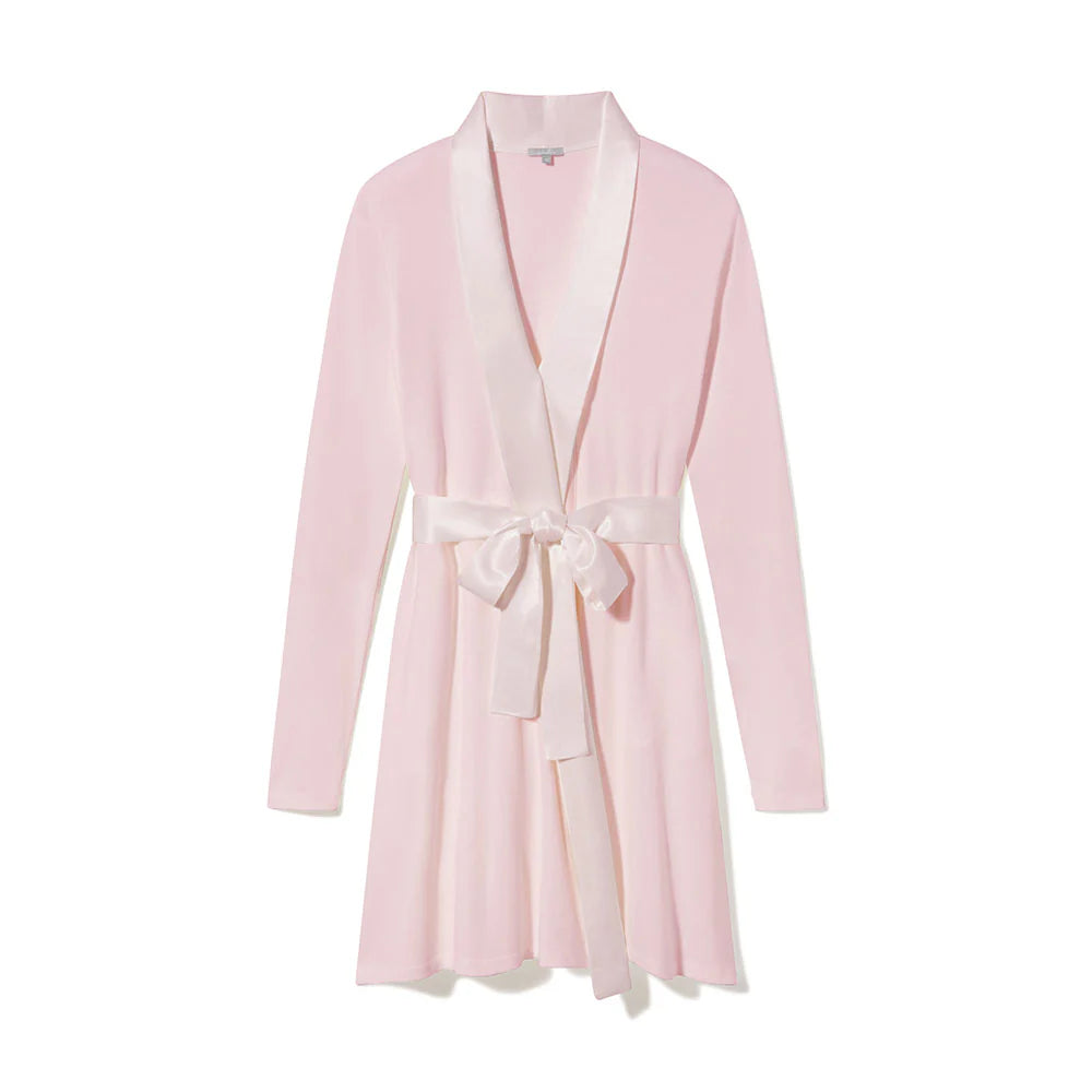 PJ Harlow-"Elijah" Rib knit long-sleeve robe with satin trim & belt