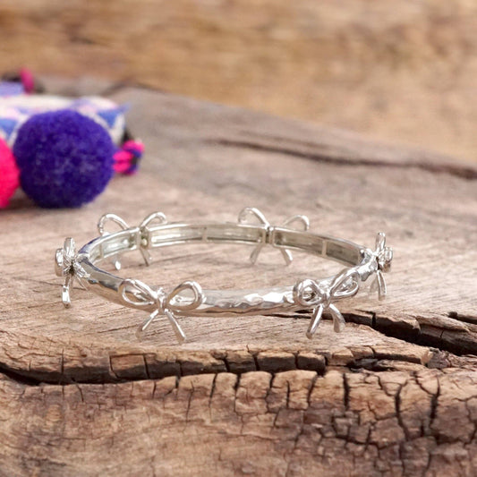 Bow Bangle Bracelet-Silver 2808