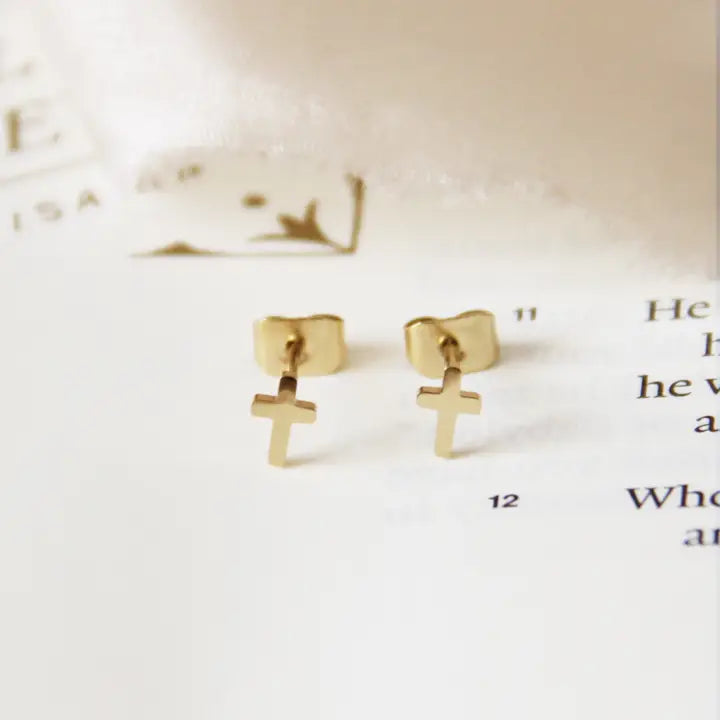 Tiny Cross Stud Earrings