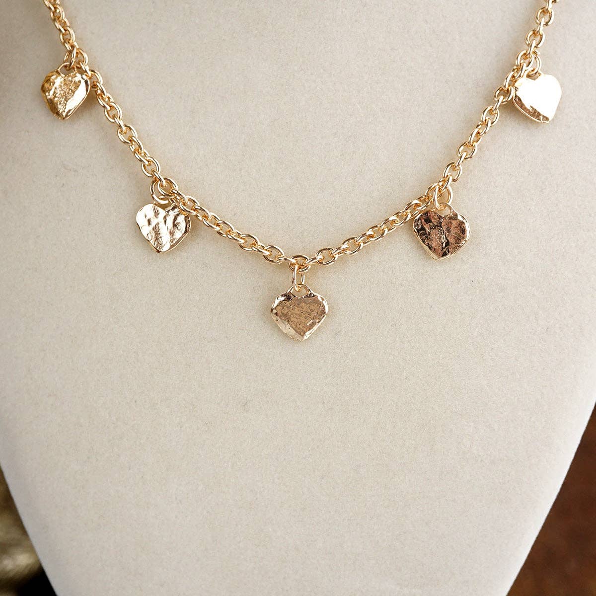 Tiny Crush – Hammered Heart Charm Necklace