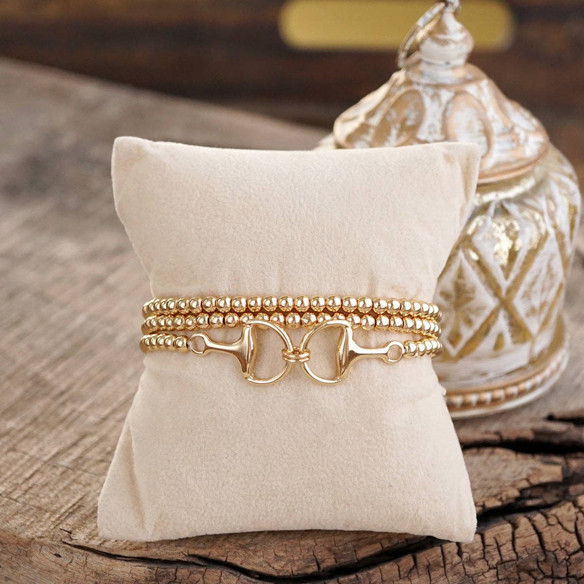 Bit of Shine – Set of 3 Stretch Bracelets with Horse Bit