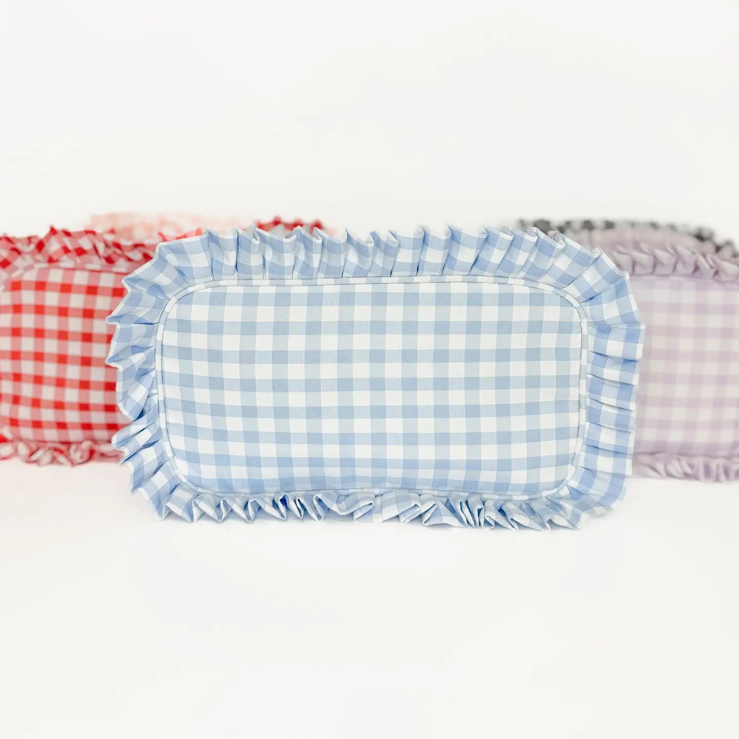 Gingham Frilly Makeup Bags