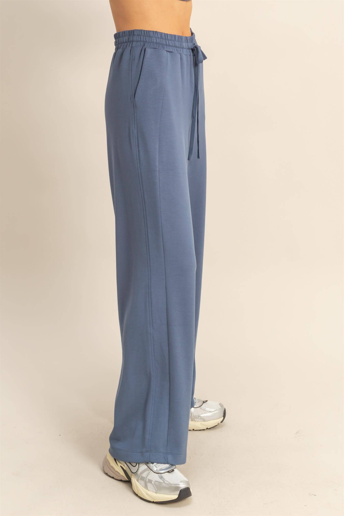 Scuba High Waist Wide Leg Drawstring Sweatpants