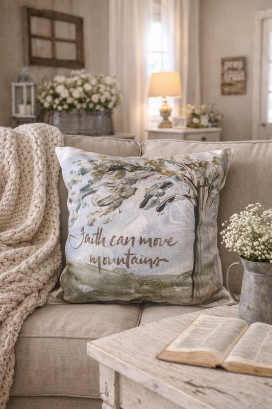 Faith Can Move Mountains Decorative Throw Pillow