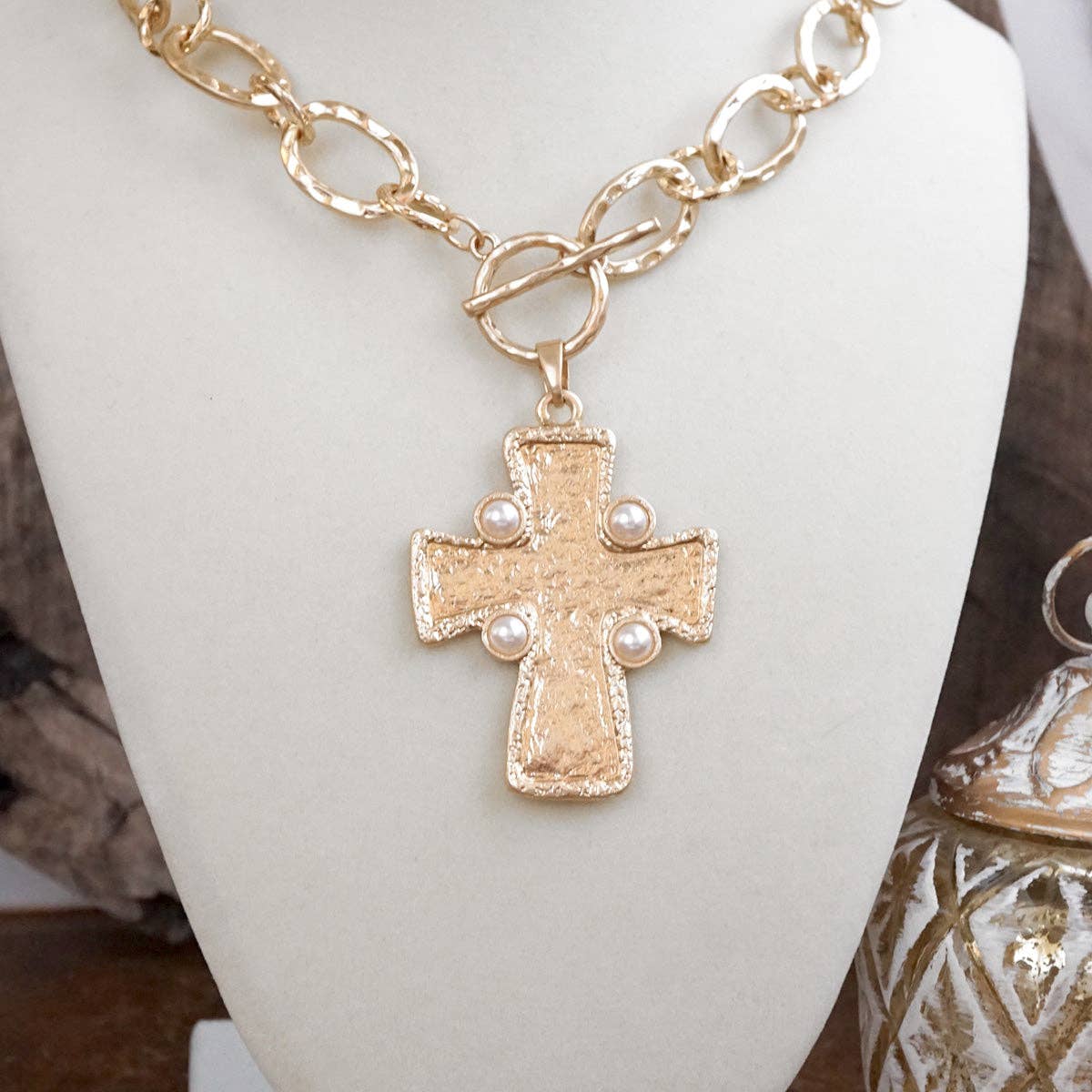 Golden Creed – Minimal Byzantine Cross Earrings