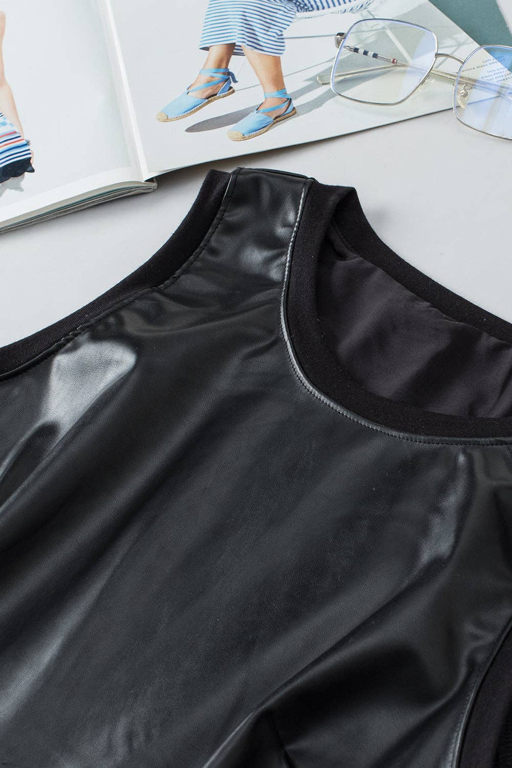 Black Faux Leather Tank