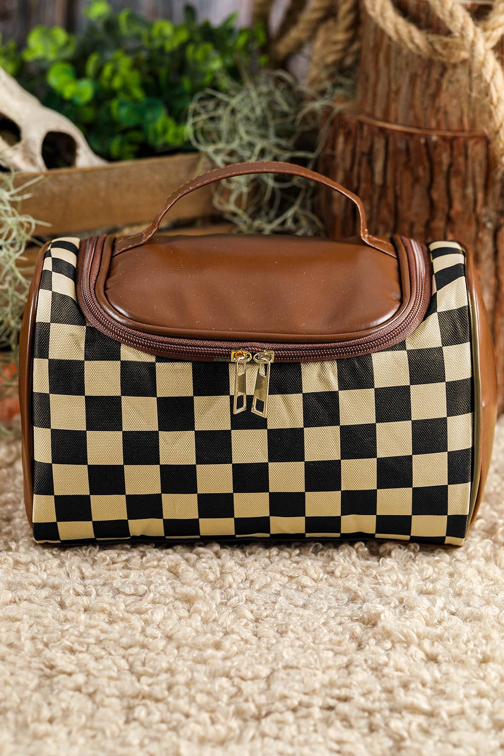Checkered Makeup Bag