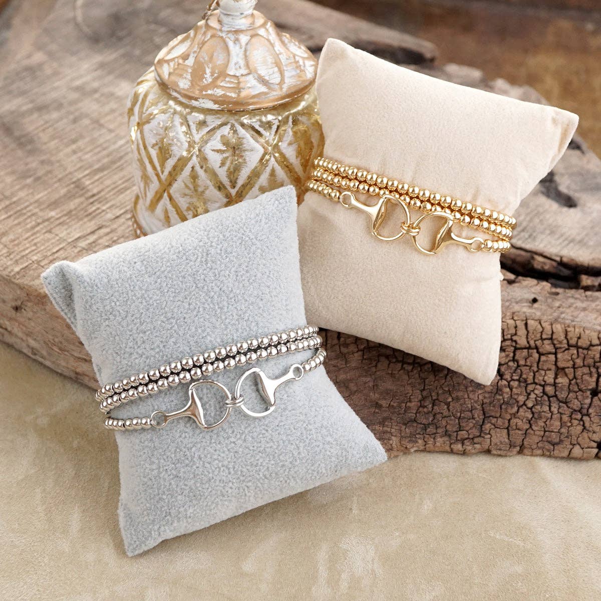 Bit of Shine – Set of 3 Stretch Bracelets with Horse Bit