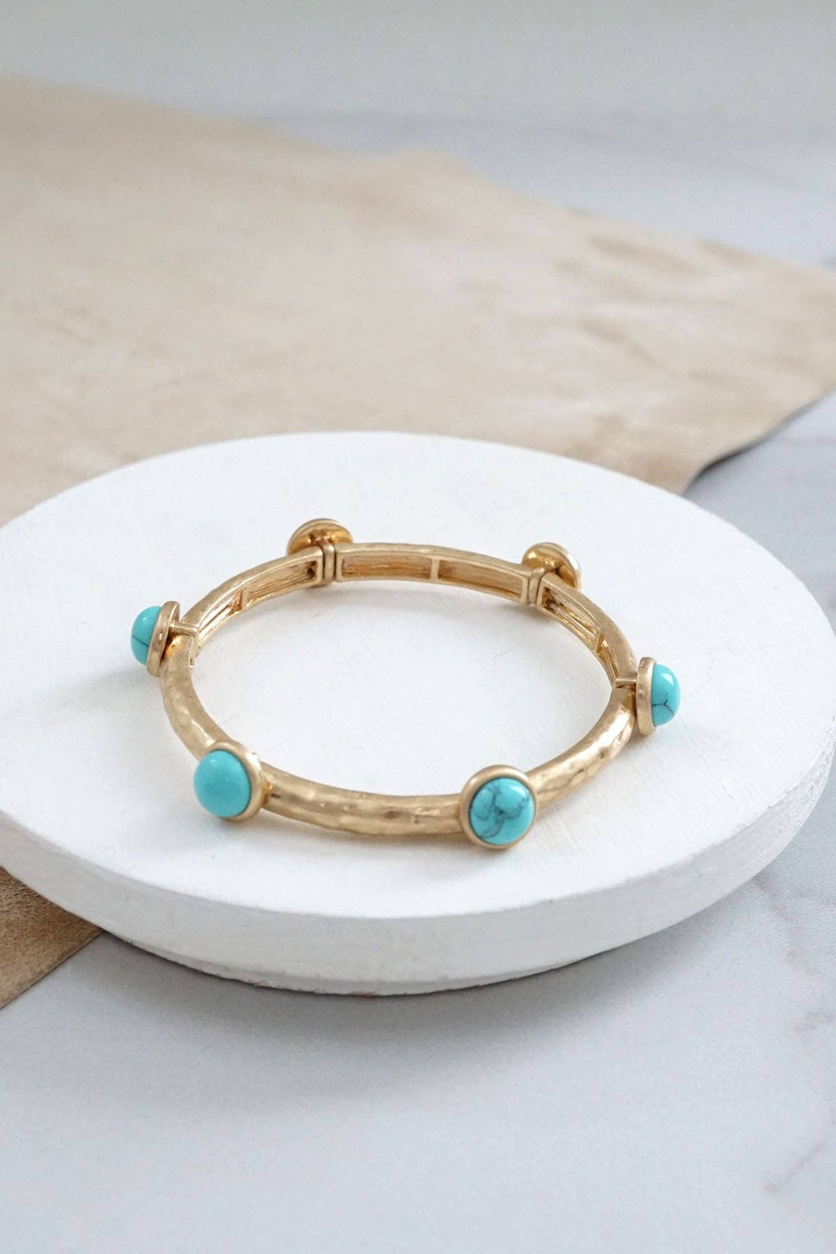 Jeweled Golden Bangle with Semi Precious Stone Dots