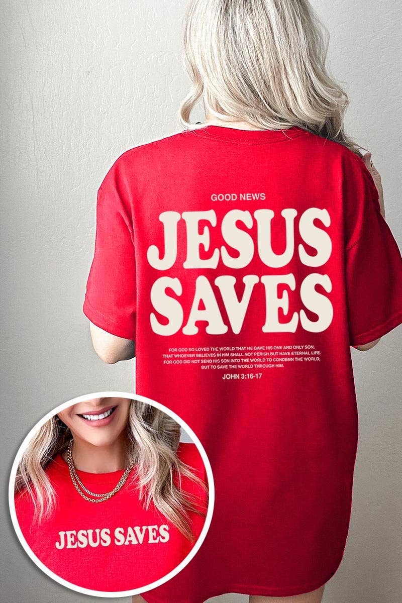 Jesus Saves Graphic Heavy Cotton Tee
