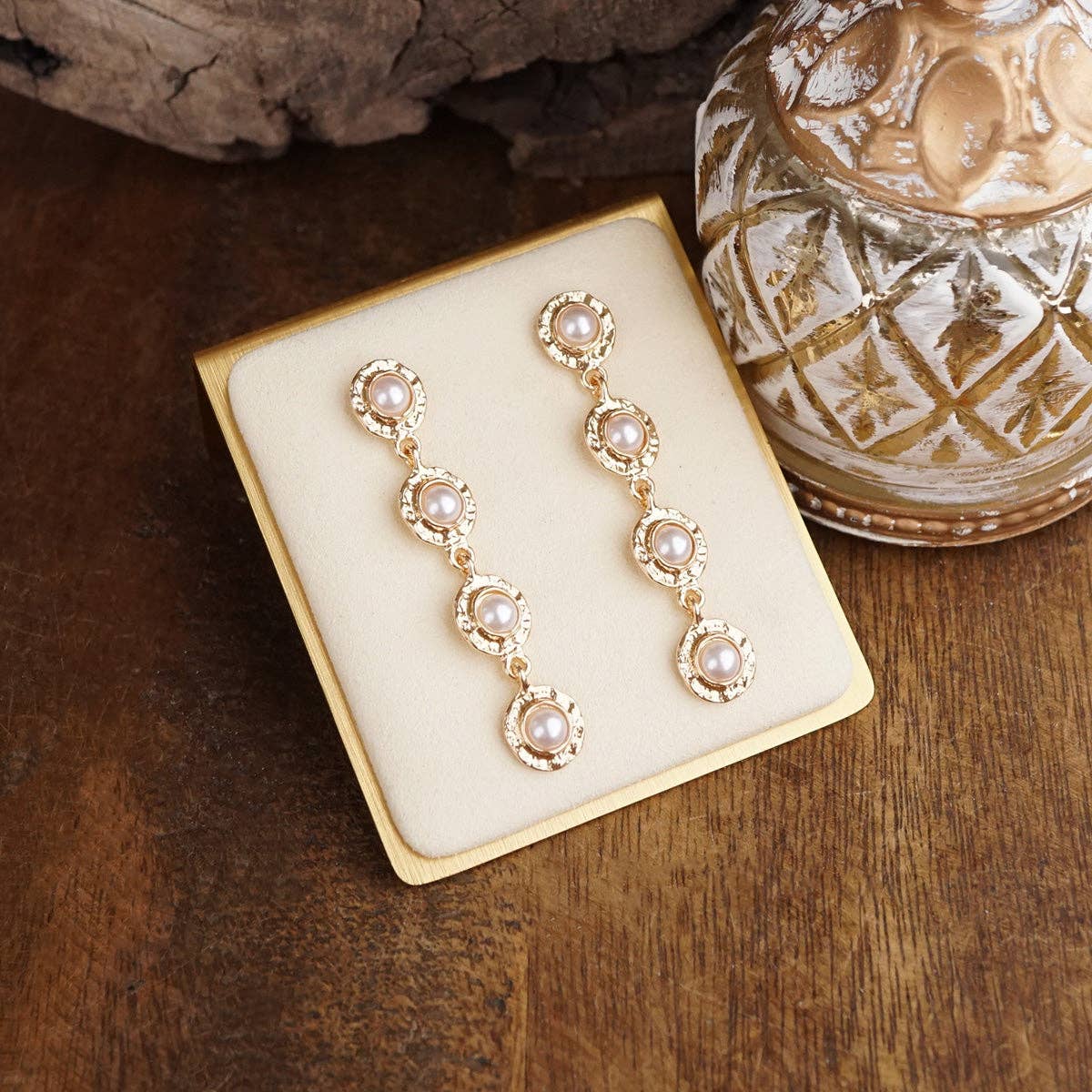 Pearl Turquoise Gold Drop Earrings – Petite Glow