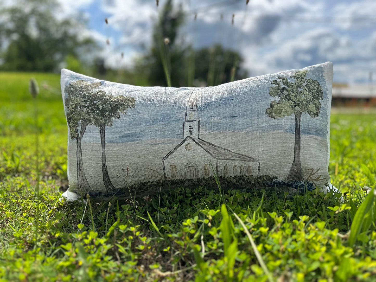 Country Church Blessings Lumbar Pillow