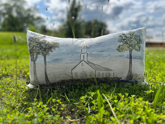 Country Church Blessings Lumbar Pillow