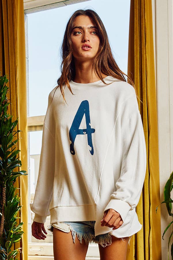 Asymmetrical Hem Graphic Print Sweatshirt