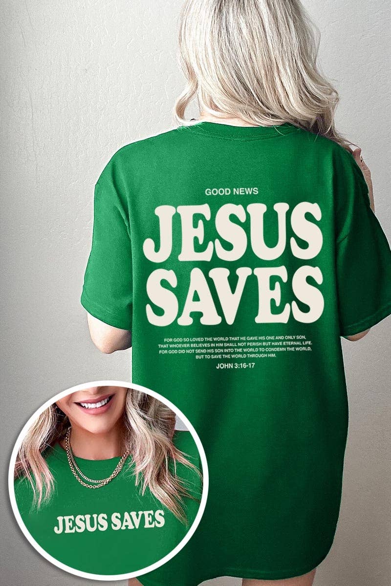 Jesus Saves Graphic Heavy Cotton Tee