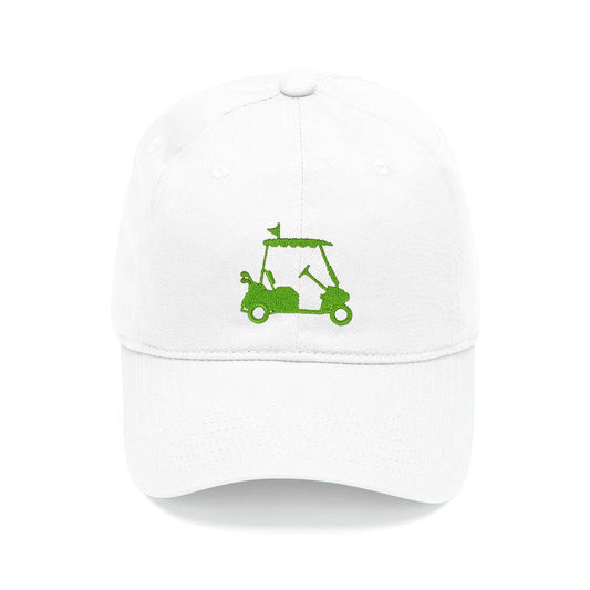 Golf Cart Embroidered White Cap