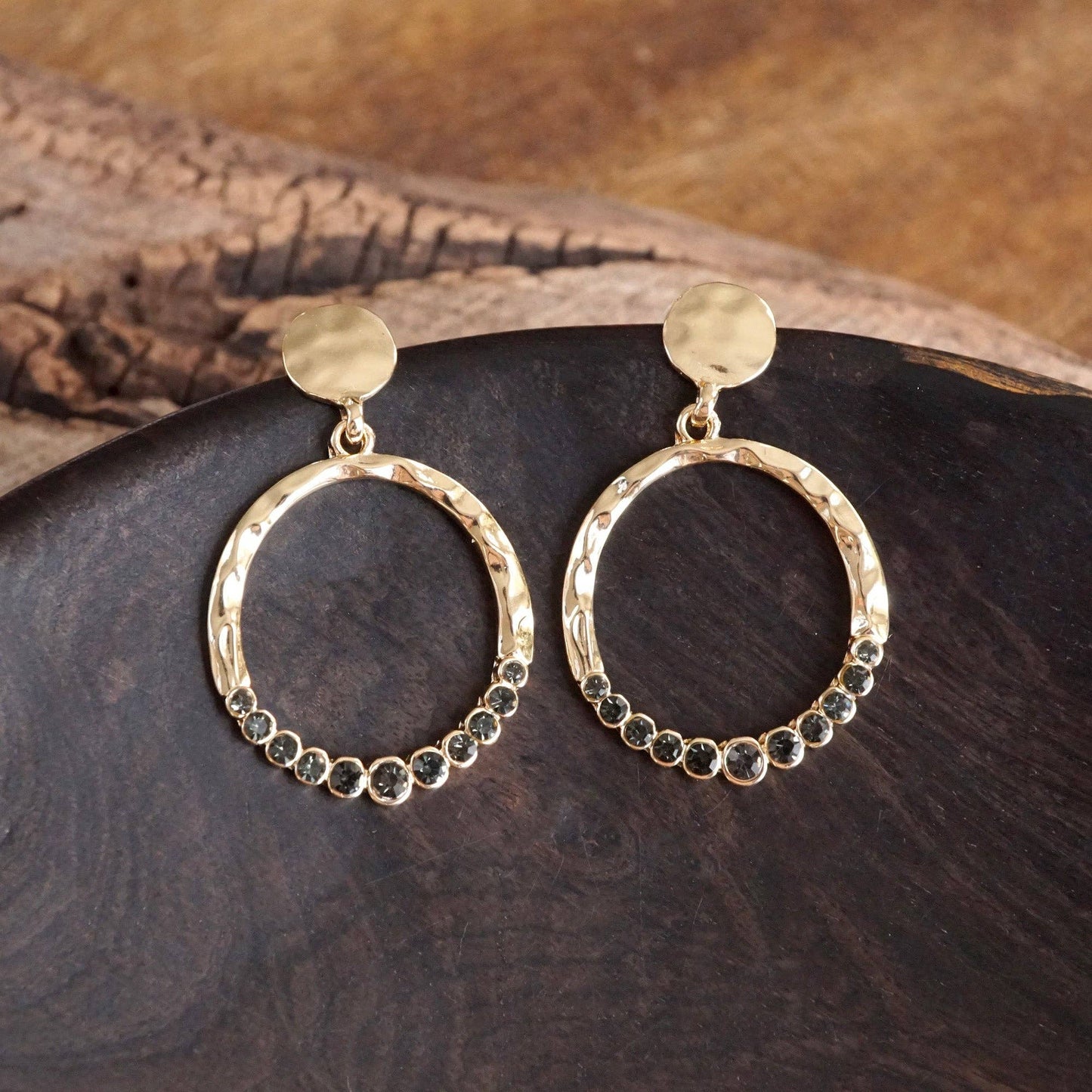 Circle Dangle Earrings with Crystals 0617