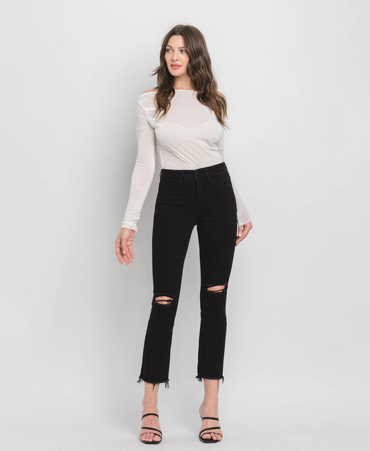 HIGH RISE CROP SLIM STRAIGHT JEANS