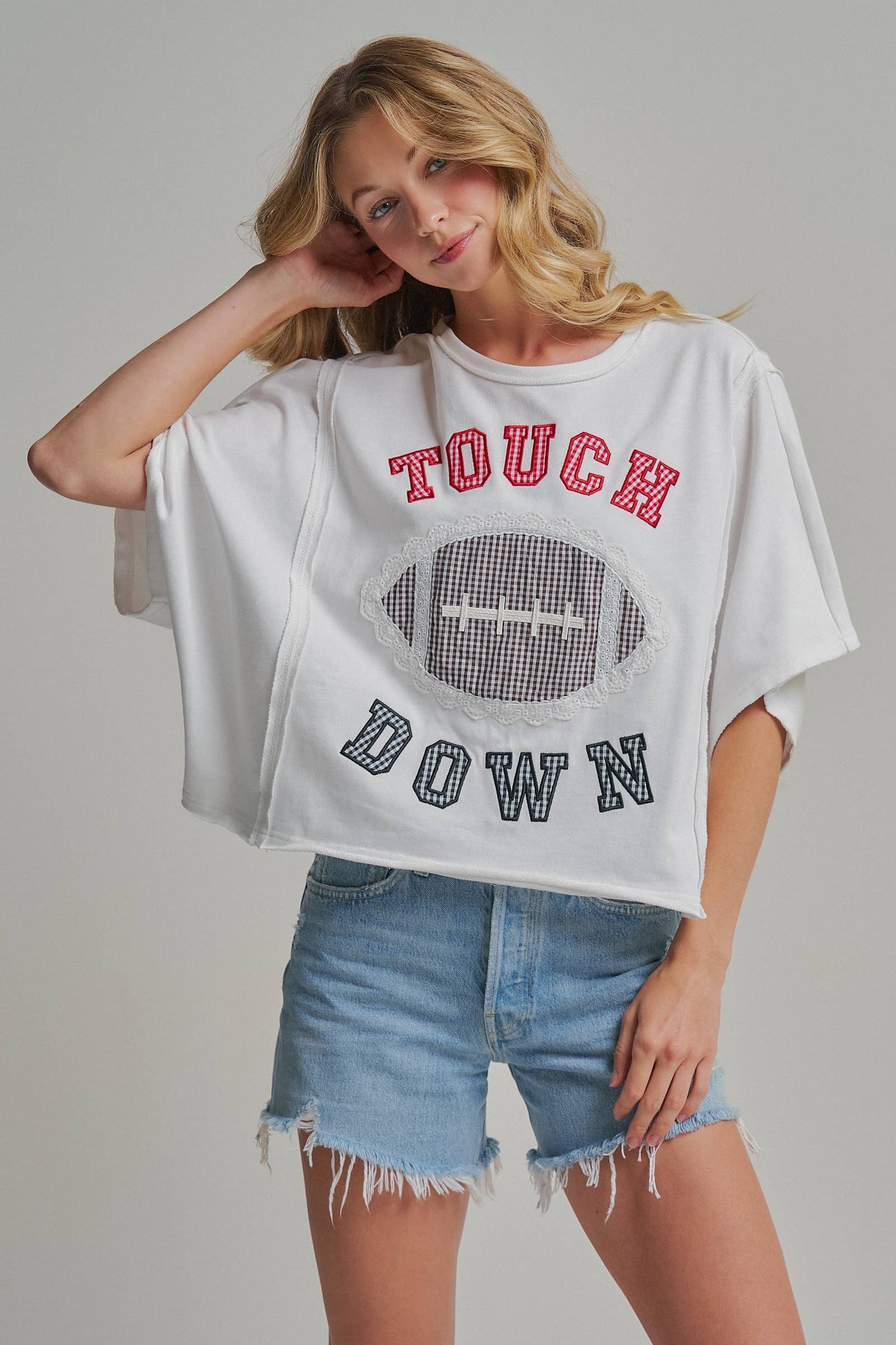 FOOTBALL TOUCHDOWN LETTER PATCH GAMEDAY KNIT TOP_JLT00152-05