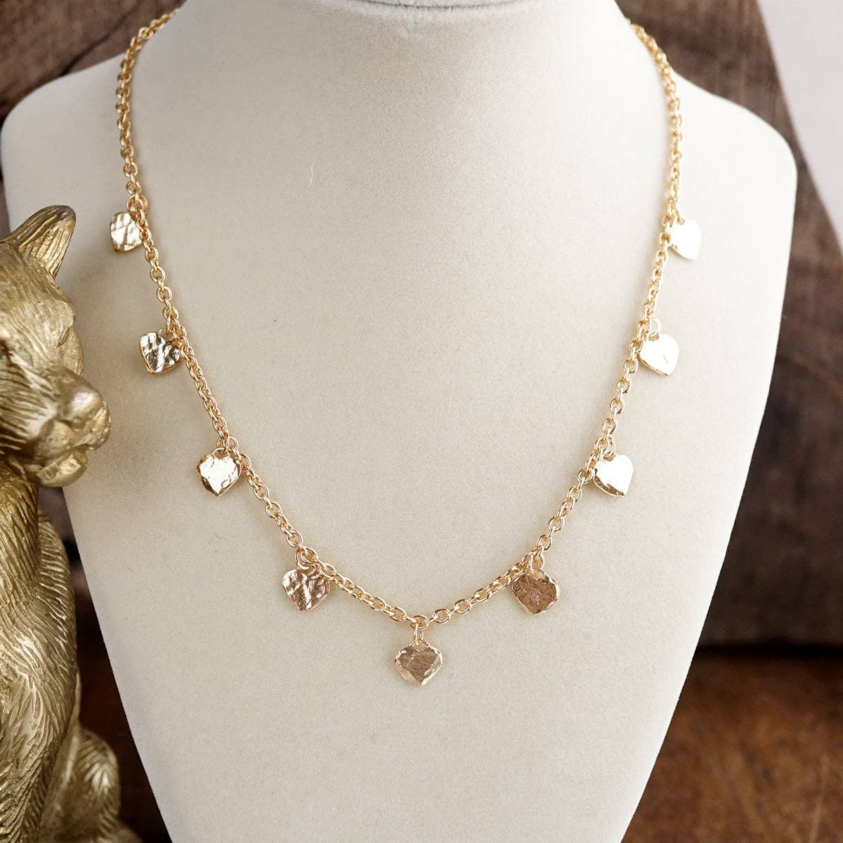 Tiny Crush – Hammered Heart Charm Necklace