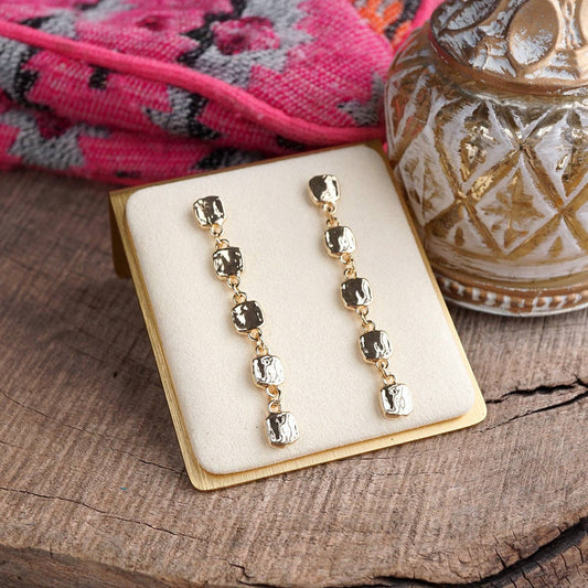 Desert Drift – Textured Square Drop Earrings