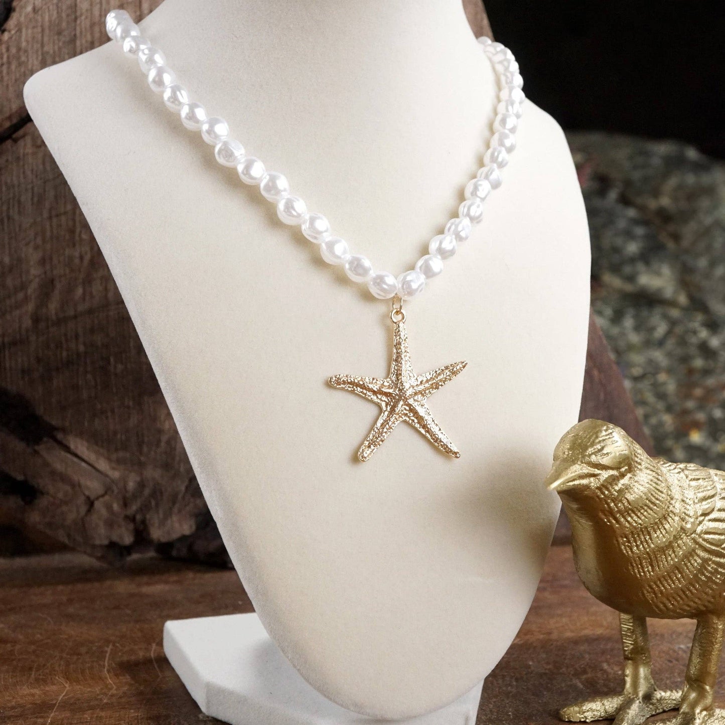 Sea Life Pearl Necklace with Starfish