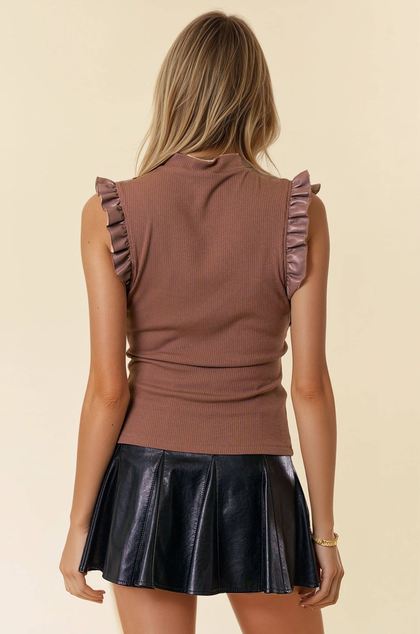 MOCK NECK RUFFLE TANK TOP