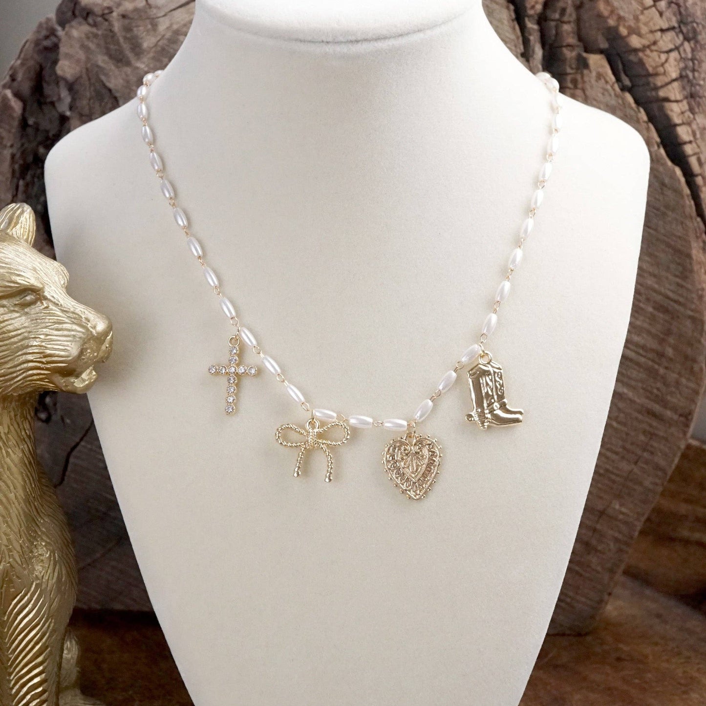 Dainty Multi-Charm & Pearl Necklace 7720