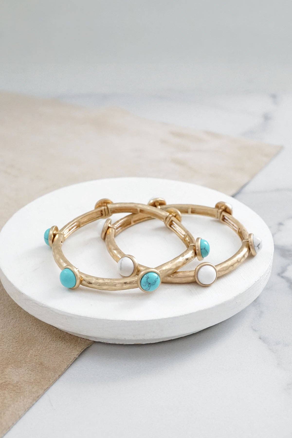 Jeweled Golden Bangle with Semi Precious Stone Dots