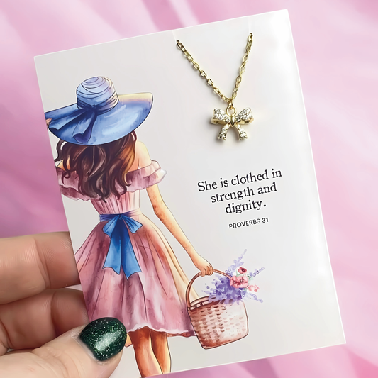 Proverbs 31 Bow Charm Necklace | Christian Jewelry