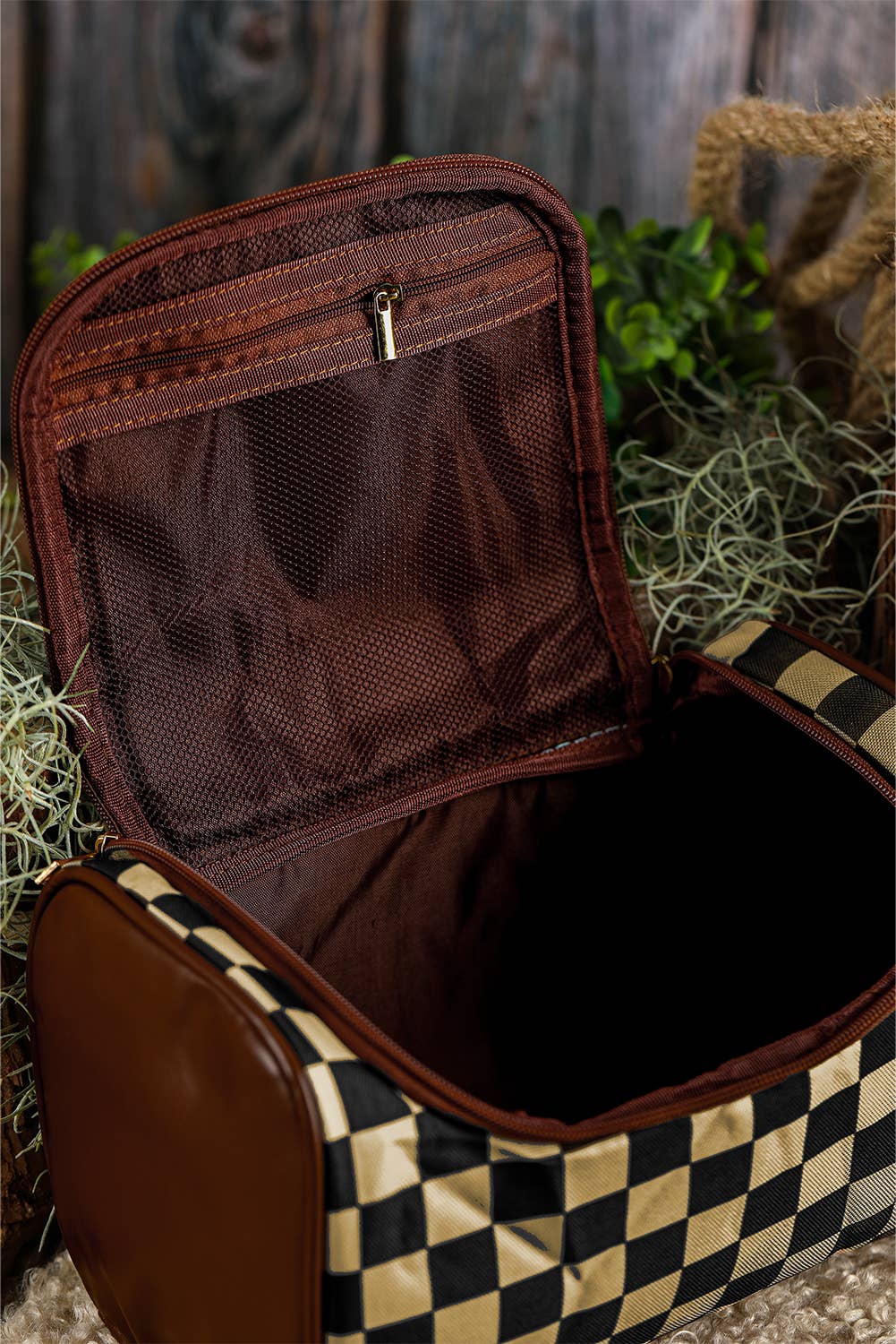 Checkered Makeup Bag